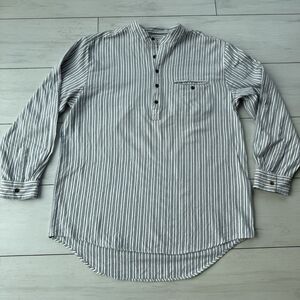 Lee Valley Ireland Striped Pullover Size XL White/Blue Cotton Shirt Workwear